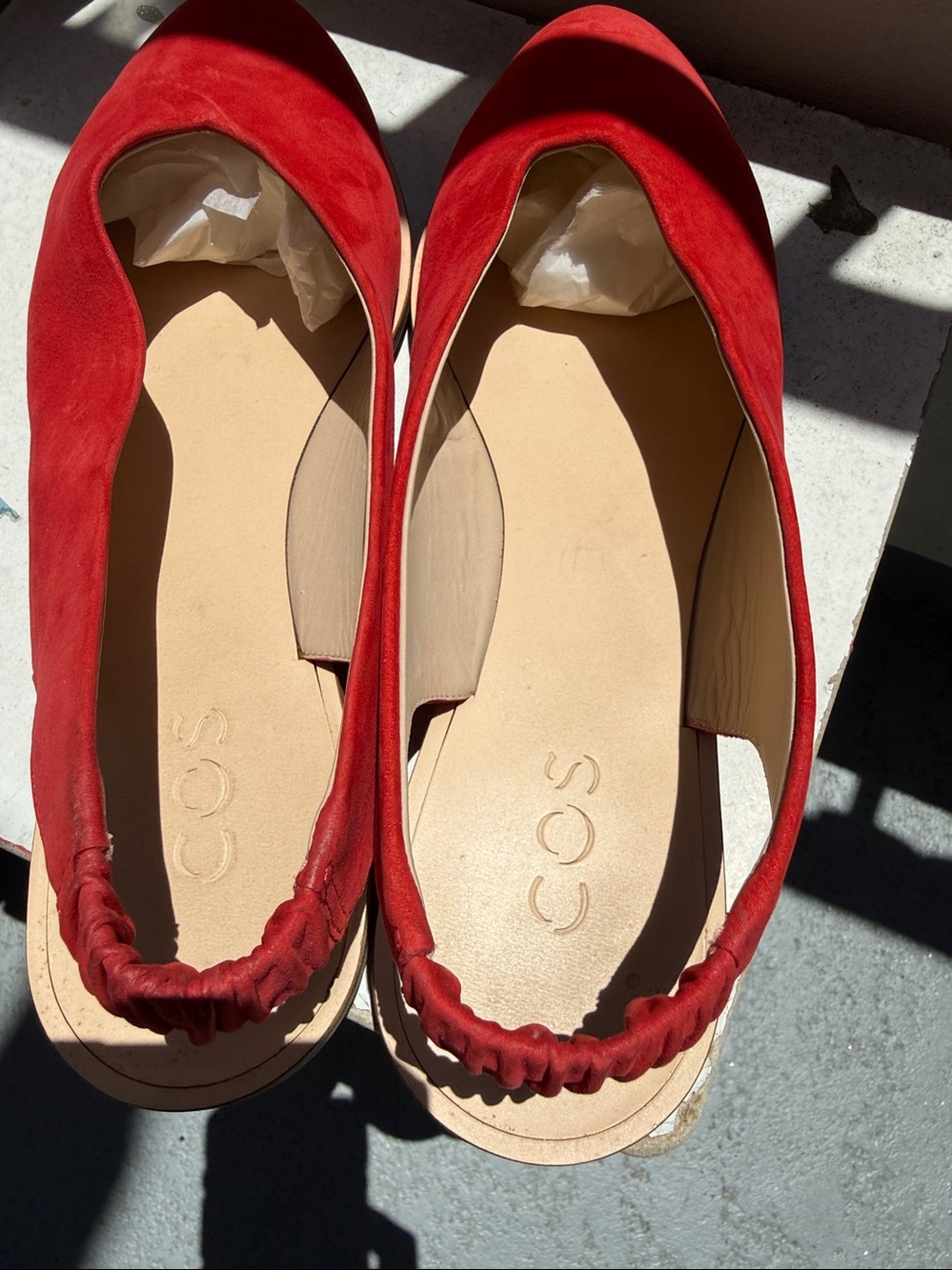COS Womens Suede Slingback Slip On Flats Red Size 40 EU Size 8.5/9 US - Picture 6 of 11